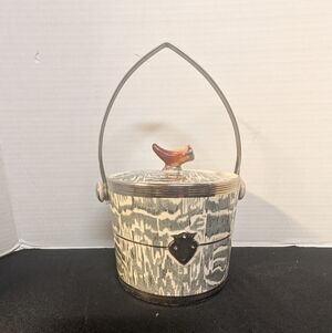 Antique Arthur Wood Silver Shield Biscuit Barrel Or Ice Bucket  Made In England